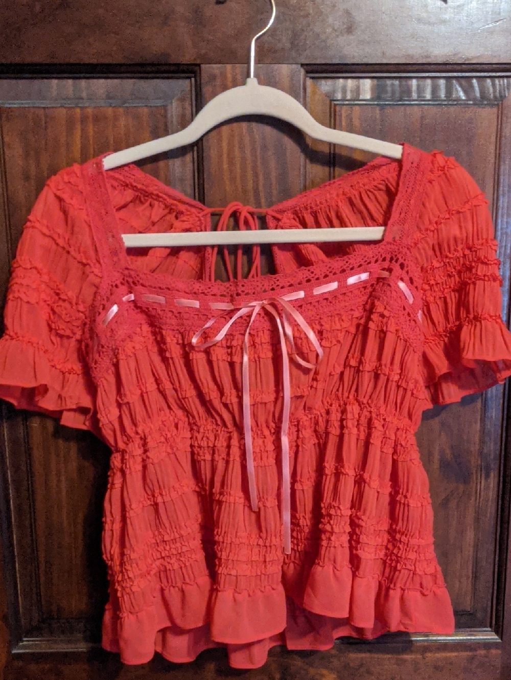 Kimichi Blue Urban Outfitters Red Peasant Women's Top